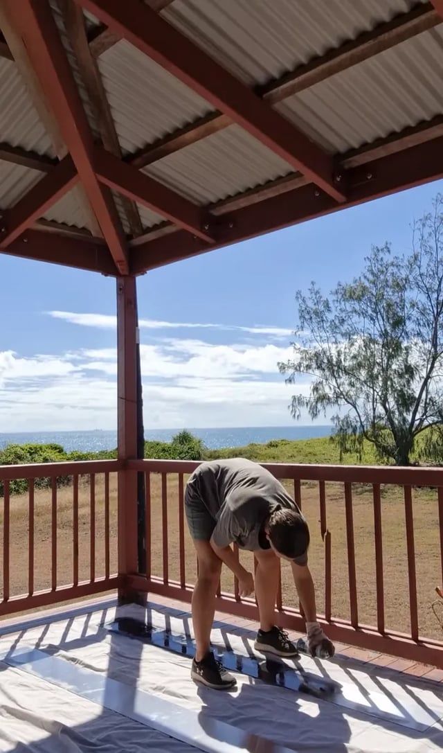Painting chalets on private island
